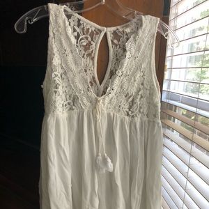 Umgee Boho Ivory Babydoll Swing Dress